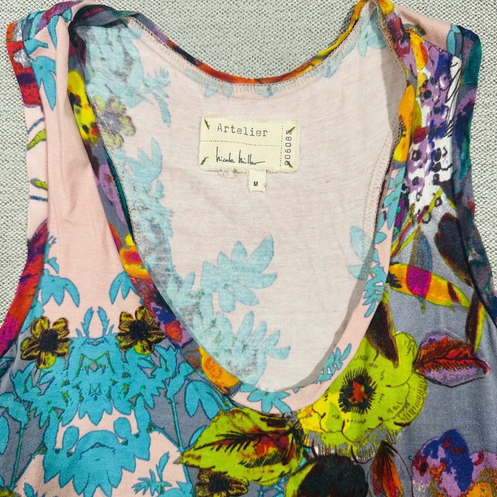 Nicole Miller Artelier 006082 Ruched Layered Tank Floral Dress - Picture 6 of 7